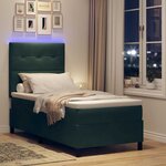 vidaXL Lit à ressort LED avec matelas Vert foncé 90 x 190 cm Velours