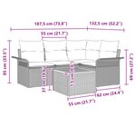 vidaXL Set de canapé de jardin en 5 pièces avec coussins gris poly rattan acacia