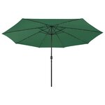 vidaXL Parasol de jardin avec lumières LED et mât en métal 400 cm vert