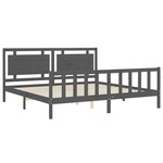 vidaXL Cadre de lit avec tête de lit gris 200x200 cm bois massif