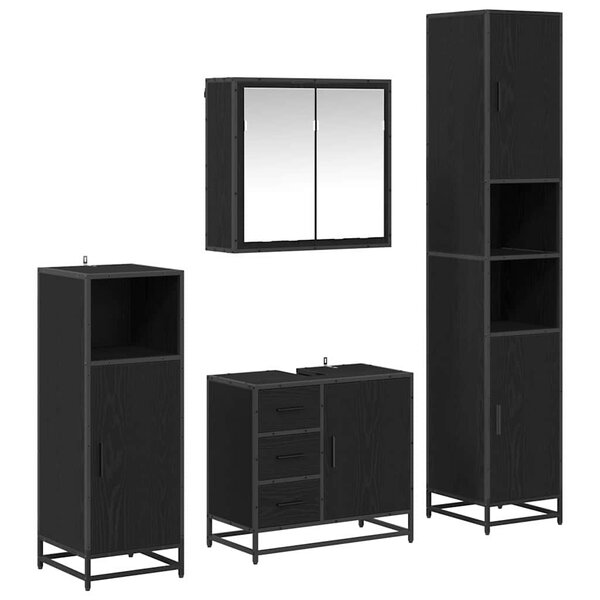 vidaXL Ensemble de mobilier de salle de bain 4 Pièces Chêne noir