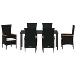 vidaXL Ensemble de salle à manger pour jardin 7 Pièces Noir Poly rotin
