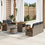 vidaXL Ensemble de canapé de jardin avec coussin 8 Pièces Gris Poly rotin