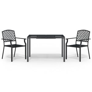 vidaXL Ensemble à manger de jardin 3 Pièces anthracite acier