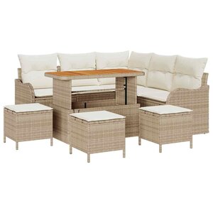 vidaXL Ensemble de canapé de jardin 9 Pièces Beige polyrotin