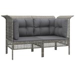 vidaXL Canapés d'angle de jardin et coussins 2 Pièces gris résine tressée