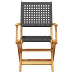 vidaXL Chaises de jardin pliantes lot de 8 noir poly rotin bois massif