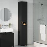 vidaXL Cabinet de salle de bain avec étagère Noir 30 5 x 30 x 195 cm