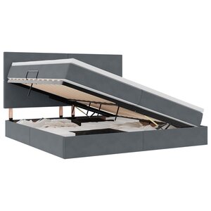 vidaXL Lit avec rangement et LED Gris foncé 200 x 200 cm Velours