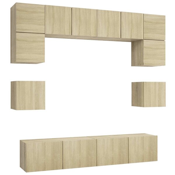 vidaXL Ensemble de meuble TV 8 Pièces Chêne sonoma Bois d'ingénierie