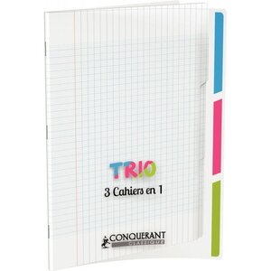 Cahier 3 index 96 pages seyès 90 g  couverture en polypropylène  format 24 x 32 cm CONQUERANT