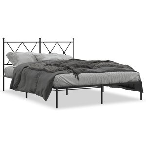 vidaXL Cadre de lit métal sans matelas avec tête de lit noir 140x200cm