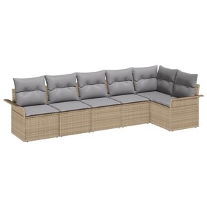 vidaXL Ensemble de canapé de jardin avec coussin 6 Pièces Beige polyrotin