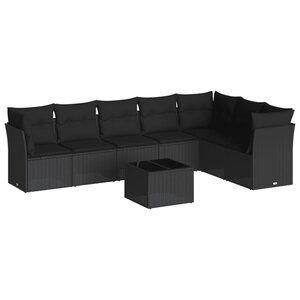 vidaXL Salon de jardin 8 Pièces avec coussins noir résine tressée