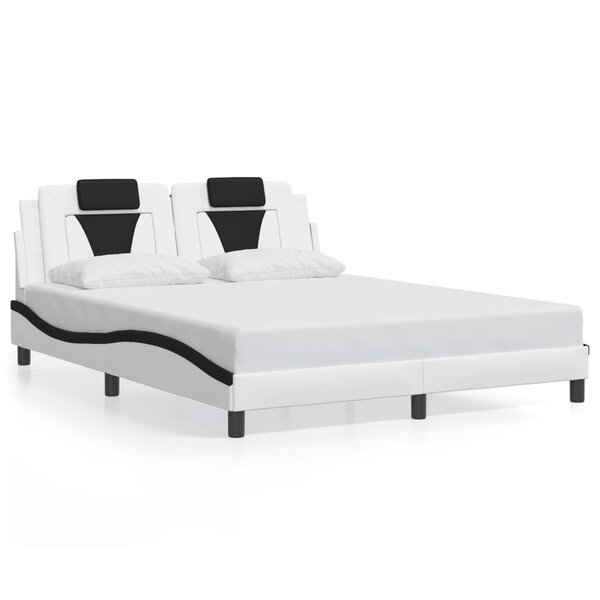 vidaXL Cadre de lit Viana sans matelas blanc et noir 160x200 cm similicuir