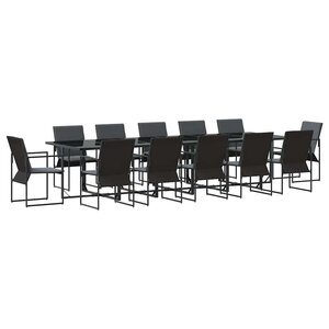 vidaXL Ensemble de salle à manger pour jardin 13 Pièces Noir Acier