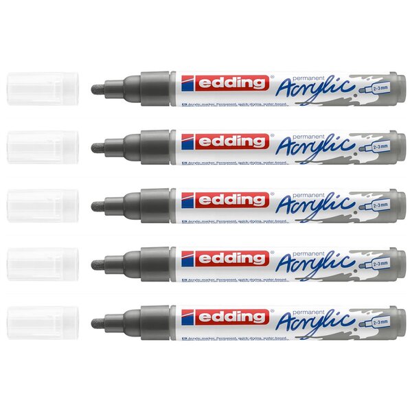Marqueur Acrylique Moyen 5100 Anthracite Pointe Ronde 2-3 mm x 5 EDDING