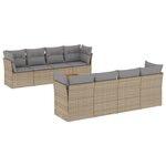 vidaXL Salon de jardin avec coussins 9Pièces mélange beige résine tressée