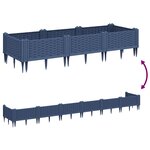 vidaXL Jardinière avec piquets bleu gris 125x40x28 5 cm PP