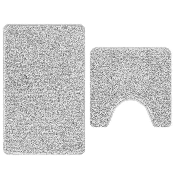 vidaXL Ensemble de tapis de bain antidérapants 2 Pièces Gris PP