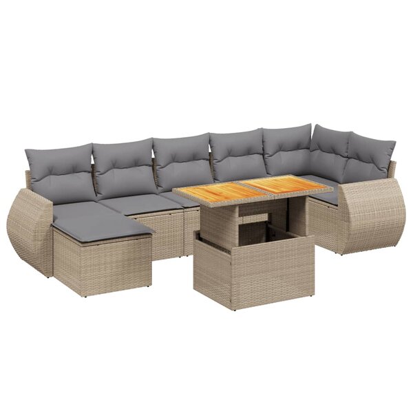 vidaXL Salon de jardin avec coussins 8 Pièces beige résine tressée
