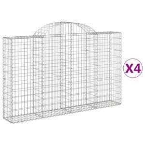 vidaXL Paniers à gabions arqués 4 Pièces 200x30x120/140 cm Fer galvanisé