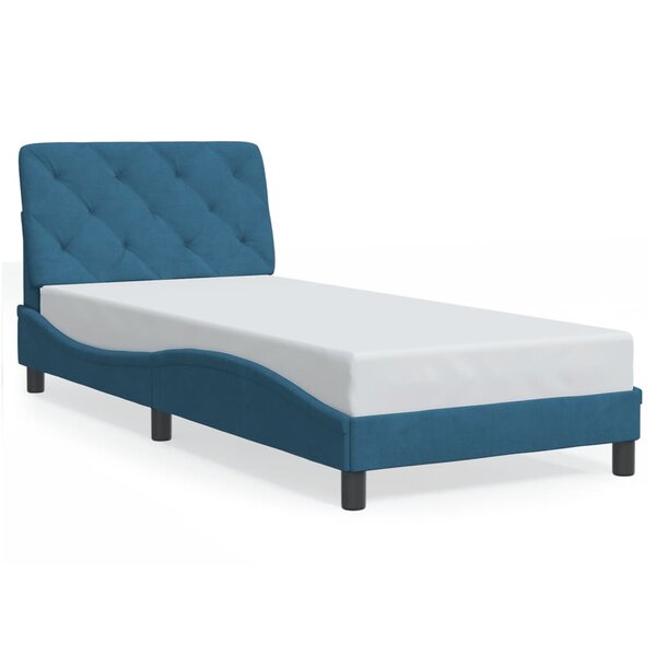 vidaXL Cadre de lit sans matelas bleu 90x190 cm velours