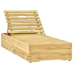 vidaXL Chaise longue avec coussin taupe Bois de pin imprégné