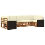 vidaXL Ensemble de canapé d'angle 7 Pièces Naturel et Crème Polyester