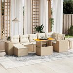 vidaXL Salon de jardin avec coussins 8 Pièces beige résine tressée