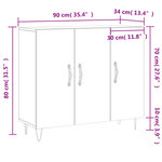 vidaXL Buffet chêne fumé 90x34x80 cm bois d'ingénierie