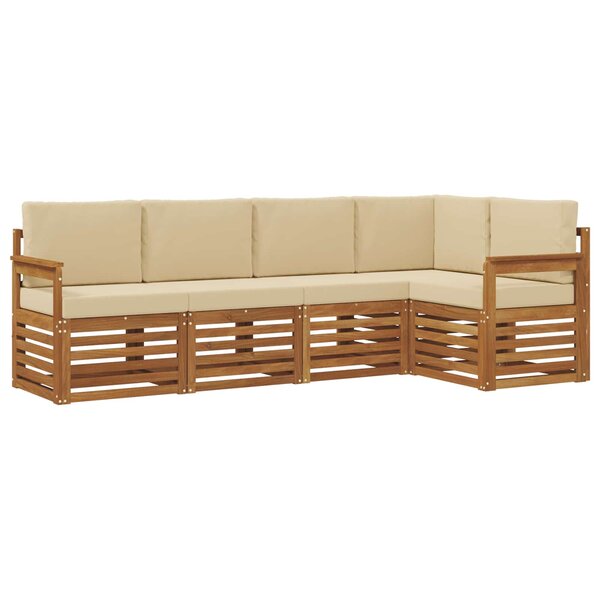 vidaXL Ensemble de canapé d'angle avec coussin 5 Pièces Naturel et Beige