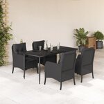 vidaXL Ensemble à manger de jardin coussins 5Pièces Noir Résine tressée