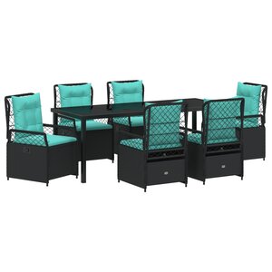 vidaXL Ensemble de salle à manger de jardin de 7 pièces en poly rattan noir