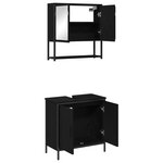 vidaXL Ensemble de mobilier de salle de bain avec étagère 2 Pièces Noir