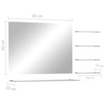 vidaXL Miroir mural avec 5 étagères Argenté 80 x 60 cm