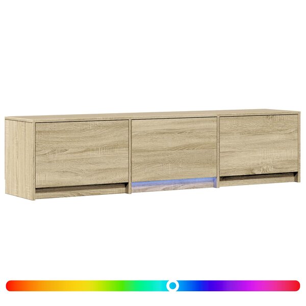 vidaXL Meuble TV avec LED avec LED Chêne Sonoma 165 x 34 x 40 cm