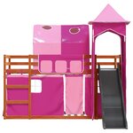 vidaXL Lit superposé sans matelas avec toboggan et rideaux 90x200 cm