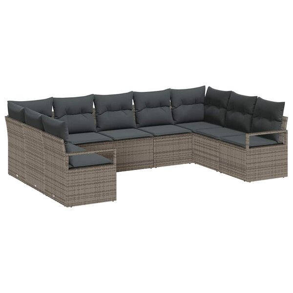 vidaXL Ensemble de canapé de jardin avec coussin 9 Pièces Gris