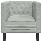vidaXL Fauteuil Chesterfield Gris clair 71 x 74.5 x 70.5 cm Velours