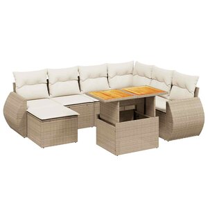 vidaXL Salon de jardin avec coussins 8 Pièces beige résine tressée