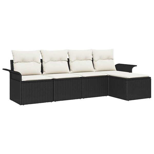 vidaXL Ensemble de canapé de jardin avec coussin 5 Pièces Noir Poly rotin