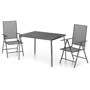 vidaXL Ensemble à manger de jardin 3 Pièces anthracite acier