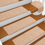 vidaXL Tapis d'escalier autocollants 20 pièces 65 x 21 x 4 cm Crème Bord rectangulaire