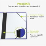 ACROPAQ Carton à dessin A2  B2  A3  A4- 52 x 72 cm- 2 Fermetures élastiques- Dos Extensible- Carton Renforcé- Ecologique FSC- Bleu