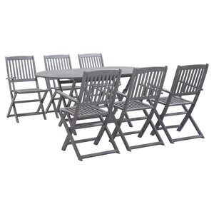 vidaXL Ensemble à manger de jardin 7 Pièces Bois d'acacia massif Gris