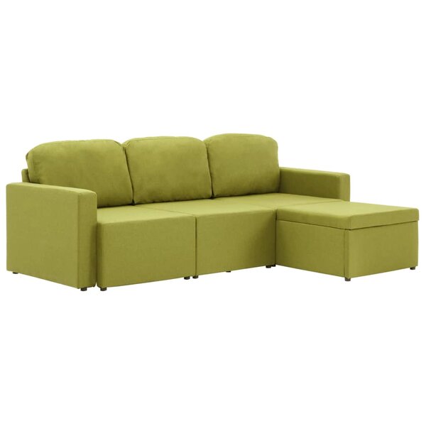 vidaXL Canapé-lit modulaire 3 places Vert Tissu