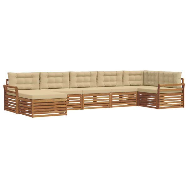 vidaXL Ensemble de canapés d'extérieur 7 pc Naturel et Beige