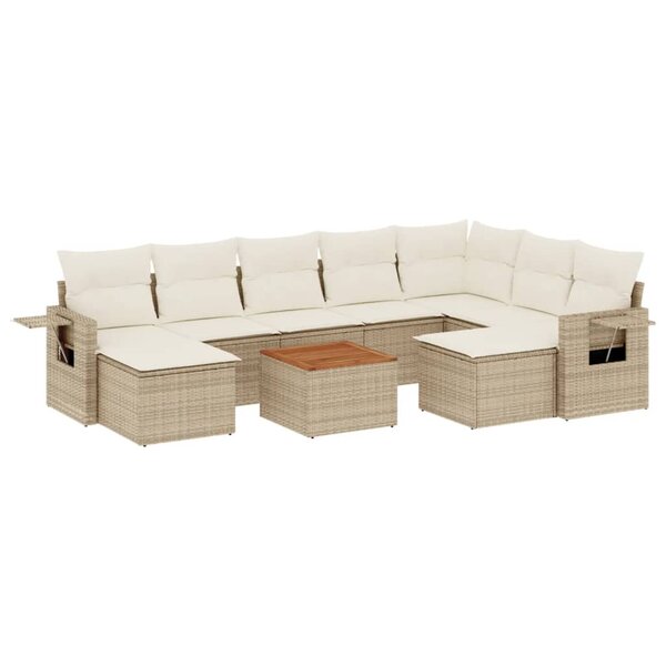 vidaXL Salon de jardin avec coussins 10 Pièces beige résine tressée