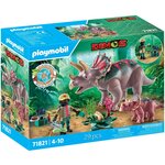 PLAYMOBIL 71821 - Tricératops avec bébé  oeuf et explorateur
